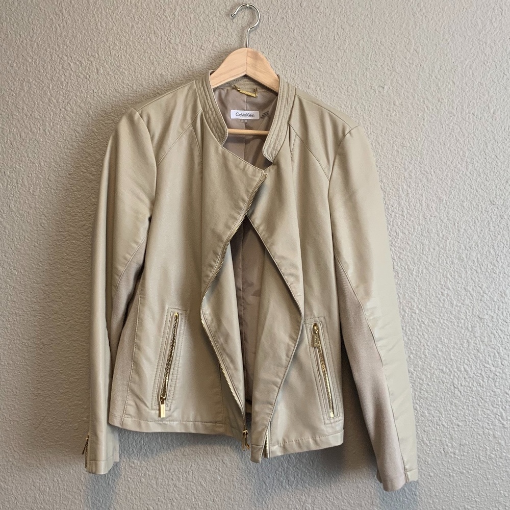 Calvin Klein CK faux leather moto jacket